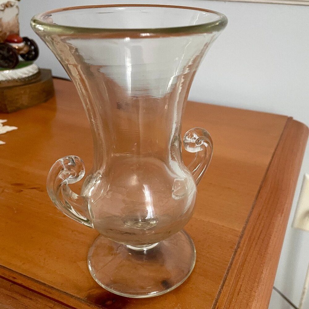 Glass Coronet Footed Pedestal Vase, Vintage
